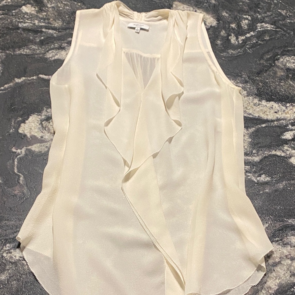 Babaton Cream Ruffle Front Blouse